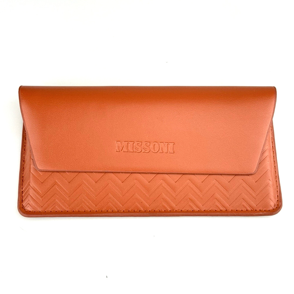Missoni Eyeglasses Sunglasses Case Only Brown Faux Leather Slim Chevron